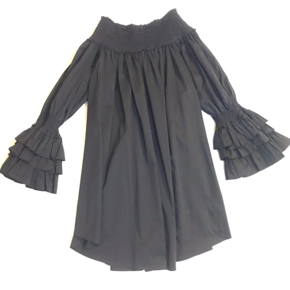 Black Rouched, Off-the-Shoulder Dress